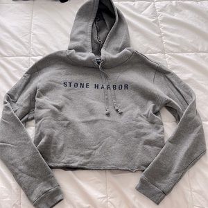 Gray cropped Stone Harbor hoodie